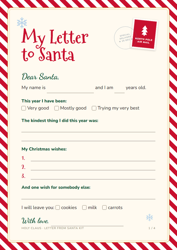 My Letter to Santa printable template