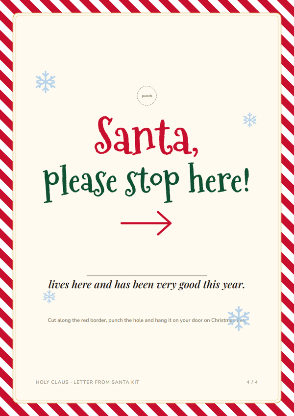 Santa, please stop here door sign